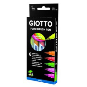 Rotuladores de colores ROTULADOR FIBRA GIOTTO TURBO SOFT FLUOR BRUSH ESTUCHE DE 6