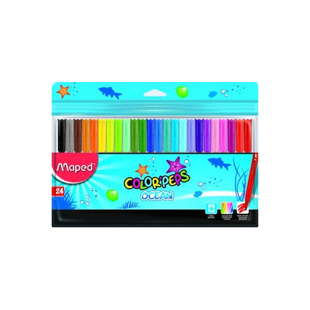 Rotuladores de colores ROTULADOR FIBRA MAPED COLOR´PEPS OCEAN ESTUCHE de 24