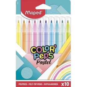Rotuladores de colores ROTULADOR FIBRA MAPED COLOR´PEPS PASTEL ESTUCHE de 10