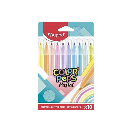 Rotuladores de colores ROTULADOR FIBRA MAPED COLOR´PEPS PASTEL ESTUCHE de 10