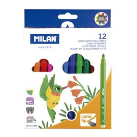 Rotuladores de fibra ROTULADOR FIBRA MILAN PUNTA CONICA ESTUCHE 12