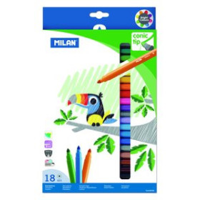 Rotuladores de colores ROTULADOR FIBRA MILAN PUNTA CONICA ESTUCHE 18