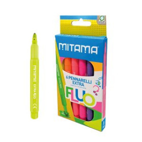 Rotuladores de colores ROTULADOR FIBRA MITAMA SUPER FLUO JUMBO 5mm CAJA de 6