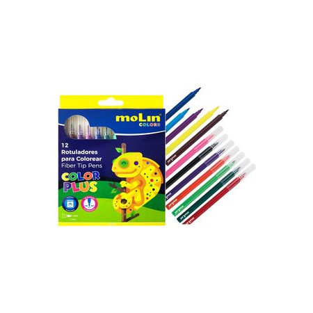 Rotuladores de colores ROTULADOR FIBRA MOLIN COLOR PLUS ESTUCHE de 12