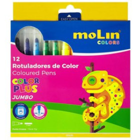 Rotuladores de colores ROTULADOR FIBRA MOLIN COLOR PLUS JUMBO ESTUCHE de 12