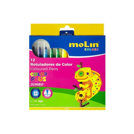 Rotuladores de colores ROTULADOR FIBRA MOLIN COLOR PLUS JUMBO ESTUCHE de 12