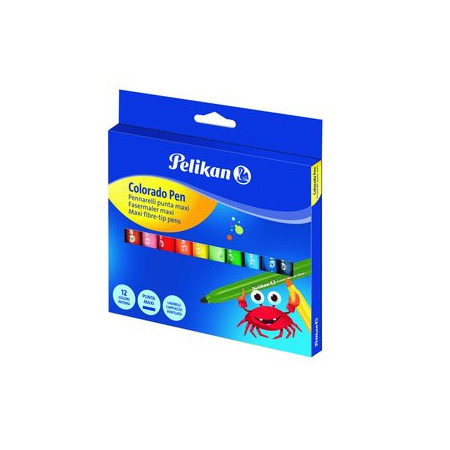 Rotuladores de colores ROTULADOR FIBRA PELIKAN COLORADO PEN MAXI ESTUCHE de 12
