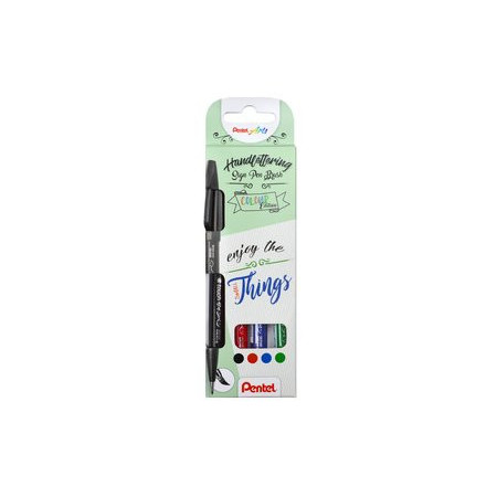 Rotuladores de fibra ROTULADOR FIBRA PENTEL TOUCH COLORES BASICOS ESTUCHE de 4