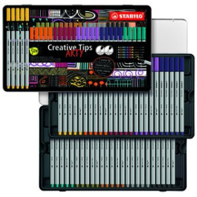 Rotuladores de fibra ROTULADOR FIBRA STABILO CREATIVE TIPS ARTY LINE CAJA METAL de 50