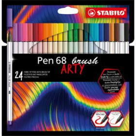 Rotuladores punta pincel ROTULADOR FIBRA STABILO PEN BRUSH ARTY LINE PUNTA PINCEL CAJA CARTON de 24
