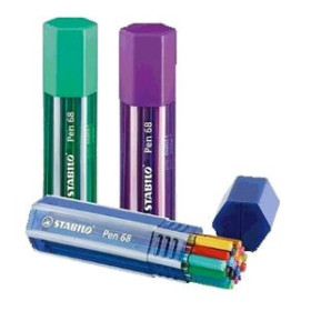Rotuladores de fibra ROTULADOR FIBRA STABILO PEN 68  BIG PEN BOX PORTATODO PLASTICO 20 UNIDADES