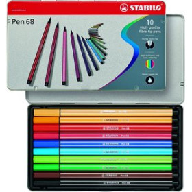 Rotuladores de fibra ROTULADOR FIBRA STABILO PEN 68 CAJA METALICA de 10