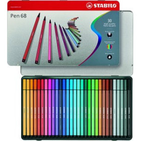Rotuladores de fibra ROTULADOR FIBRA STABILO PEN 68 CAJA METALICA de 30