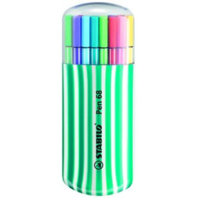 Rotuladores de fibra ROTULADOR FIBRA STABILO PEN 68 ESTUCHE de 20 ZEBRUI TURQUESA/BLANCO