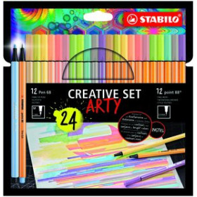 Rotuladores de colores ROTULADOR FIBRA STABILO PEN 68/POINT 88 ARTY LINE ESTUCHE DE 24