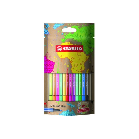 Rotuladores de colores ROTULADOR FIBRA STABILO POINT 68 ESTUCHE de 12 DESIGN