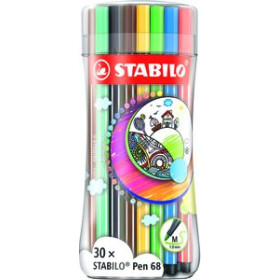 Rotuladores de colores ROTULADOR FIBRA STABILO POINT 68 SLEEVE PACK ESTUCHE de 30