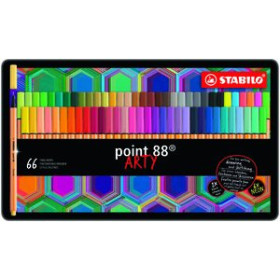 Rotuladores de colores ROTULADOR FIBRA STABILO POINT 88 ARTY LINE ESTUCHE METAL DE 66