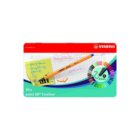 Rotuladores de fibra ROTULADOR FIBRA STABILO POINT 88 CAJA METALICA de 50