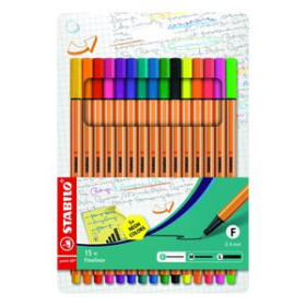 Rotuladores de fibra ROTULADOR FIBRA STABILO POINT 88 ESTUCHE de 15 (10 STANDARD y 5 NEON)