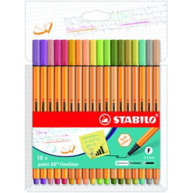 Rotuladores de fibra ROTULADOR FIBRA STABILO POINT 88 ESTUCHE de 18 (colores nuevos)