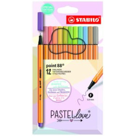 Rotuladores de fibra ROTULADOR FIBRA STABILO POINT 88 PASTEL LOVE ESTUCHE de CARTON de 12