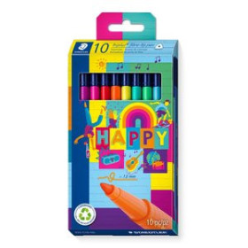 Rotuladores de colores ROTULADOR FIBRA STAEDTLER  323 TRIPLUS COLOR HAPPY LINE ESTUCHE de 10