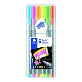 Rotuladores de colores ROTULADOR FIBRA STAEDTLER  334 TRIPLUS FINELINER NEON ESTUCHE de 6