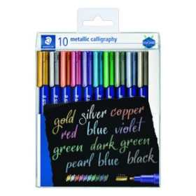 Rotuladores de colores ROTULADOR FIBRA STAEDTLER METALLIC CALLIGRAPHY CALIGRAFIA SURTIDO ESTUCHE de 10