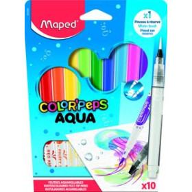 Rotuladores de colores ROTULADOR MAPED COLOR PEPS AQUA ESTUCHE de 10 +PINCEL