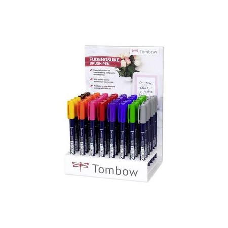 Rotuladores de colores ROTULADOR TOMBOW CALIGRAFIA FUDENOSUKE PUNTA DURA EXPOSITOR de 48