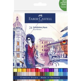 Rotuladores de colores ROTULADORES ACUARELABLES FABER-CASTELL GOLDFABER AQUA DUAL MARKERS estuche de 24 SURTIDOS.