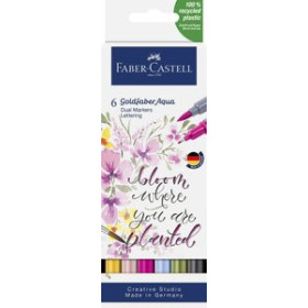 Rotuladores de colores ROTULADORES ACUARELABLES FABER-CASTELL GOLDFABER AQUA DUAL MARKERS estuche de 6 LETTERING