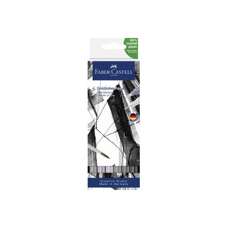 Rotuladores de colores ROTULADORES ACUARELABLES FABER-CASTELL GOLDFABER AQUA DUAL MARKERS estuche de 6 SHADES OF GREY