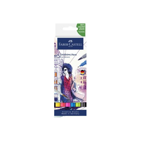 Rotuladores de colores ROTULADORES ACUARELABLES FABER-CASTELL GOLDFABER AQUA DUAL MARKERSA estuche de 6 SURTIDOS.