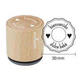 Sellos SELLO COLOP WOODIES Ø30mm CAUCHO GRIS "BIENVENIDO DULCE BEBE"