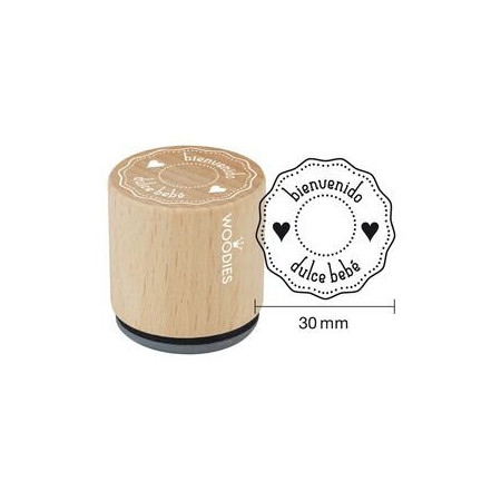 Sellos SELLO COLOP WOODIES Ø30mm CAUCHO GRIS "BIENVENIDO DULCE BEBE"