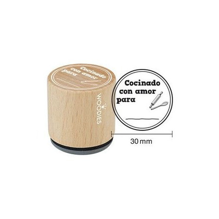 Sellos SELLO COLOP WOODIES Ø30mm CAUCHO GRIS "COCINANDO CON AMOR PARA" 3