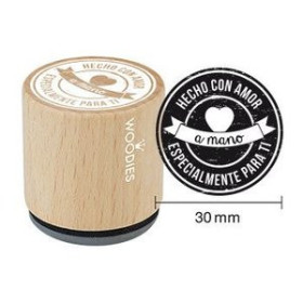 Sellos SELLO COLOP WOODIES Ø30mm CAUCHO GRIS "HECHO CON AMOR ESPECIALMENTE PARA TI"