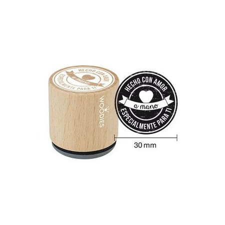 Sellos SELLO COLOP WOODIES Ø30mm CAUCHO GRIS "HECHO CON AMOR ESPECIALMENTE PARA TI"