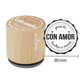 Sellos SELLO COLOP WOODIES Ø30mm CAUCHO GRIS "PARA TI HECHO A MANO CON AMOR"