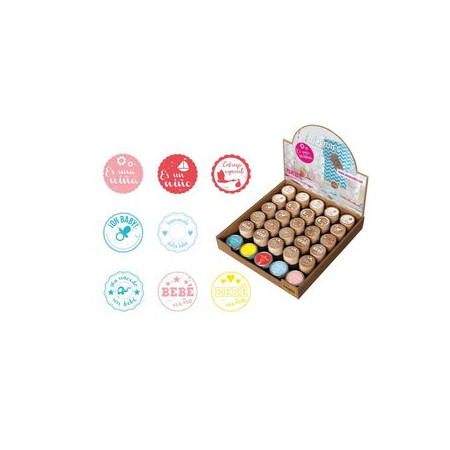 Sellos SELLO COLOP WOODIES Ø30mm MOTIVOS VARIADOS DE BEBES EXPOSITOR DE 25