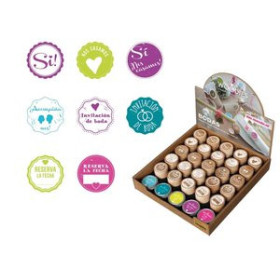 Sellos SELLO COLOP WOODIES Ø30mm MOTIVOS VARIADOS DE BODAS EXPOSITOR DE 25