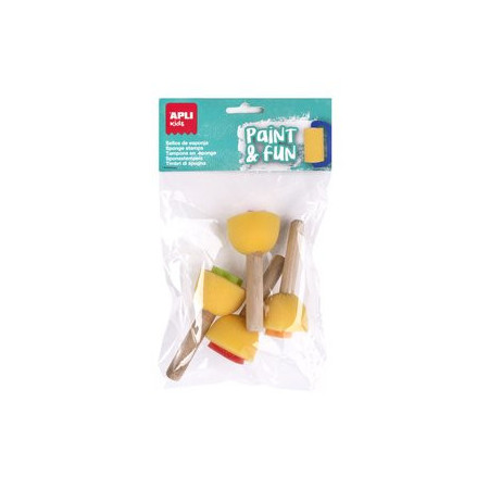 Pinceles y accesorios de pintura SELLOS de ESPONJA APLI para PINTURA MANGO MADERA BOLSA DE 4