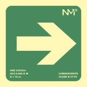 Señalización SEÑAL HOMOLOGADA FOTOLUMINISCENTE FLECHA DERECHA PVC VERDE