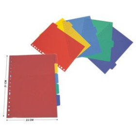 Separadores PP y PVC SEPARADORES BINDEX PP A4 5 Pestañas Multitaladro