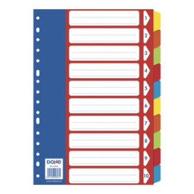 Separadores de cartulina SEPARADORES DOHE CARTULINA Fº 10 pestañas 16 taladros con IND.COL.