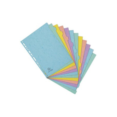 Separadores de cartulina SEPARADORES EXACOMPTA AQUAREL CARTULINA LUSTRADA A4 400g  12 pestañas 17 taladros