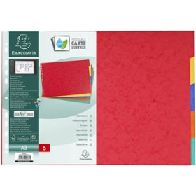 Separadores de cartulina SEPARADORES EXACOMPTA CARTULINA LUSTRADA 400gr A3 5 pestañas