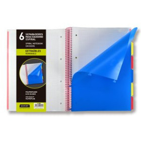 Separadores PP y PVC SEPARADORES SENFORT PP  EXTRAIBLES A4 6 Pestañas